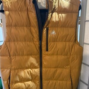 Ascend Men's Mustard Quilted Puffer Vest - Sleeveless Zip Front